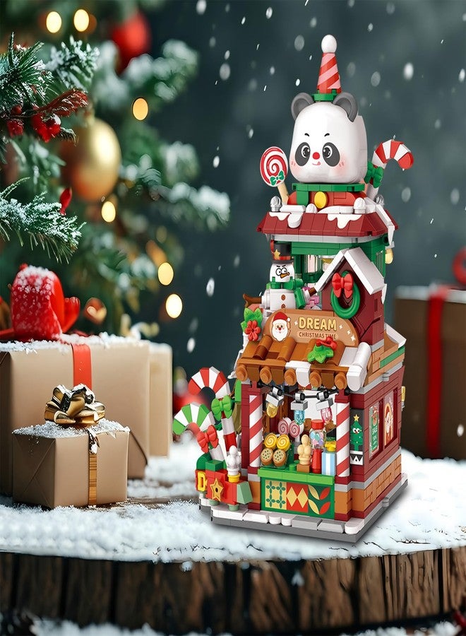 MEIEST Mini Christmas City Shop Street View Building Blocks Set,Simulation Foldable Architecture Collection Construction Building Bricks Toy,Home Decor (Panda Christmas Shop) - Image 5
